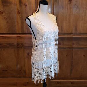 Forever 21 Lace Overlay Tank Top, Ivory